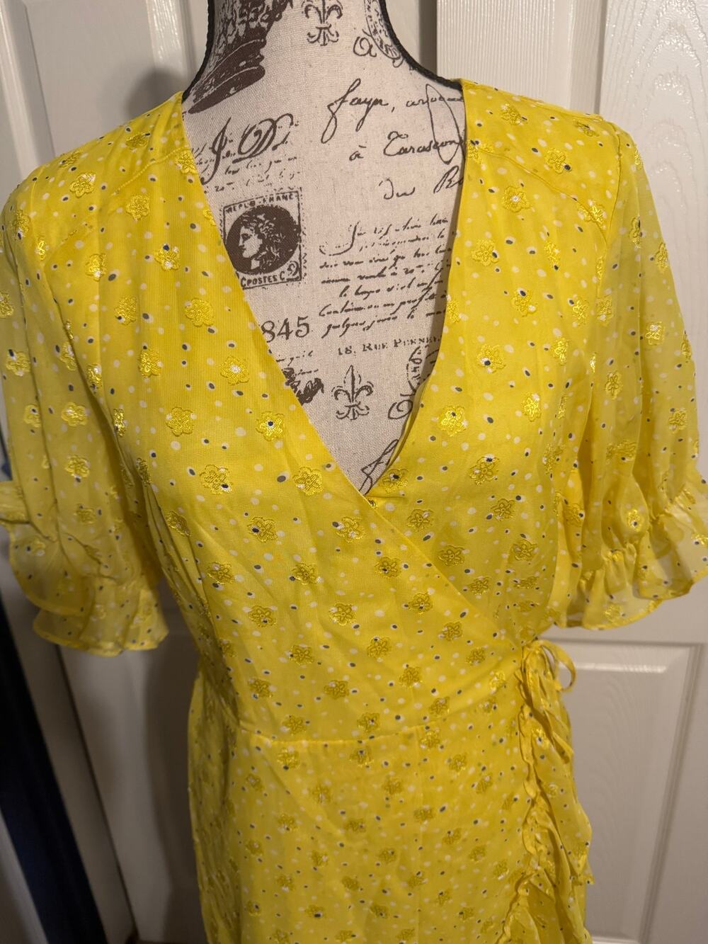 Zimmerman Champagne Silk Wrap Midi Dress Size 6 NWT